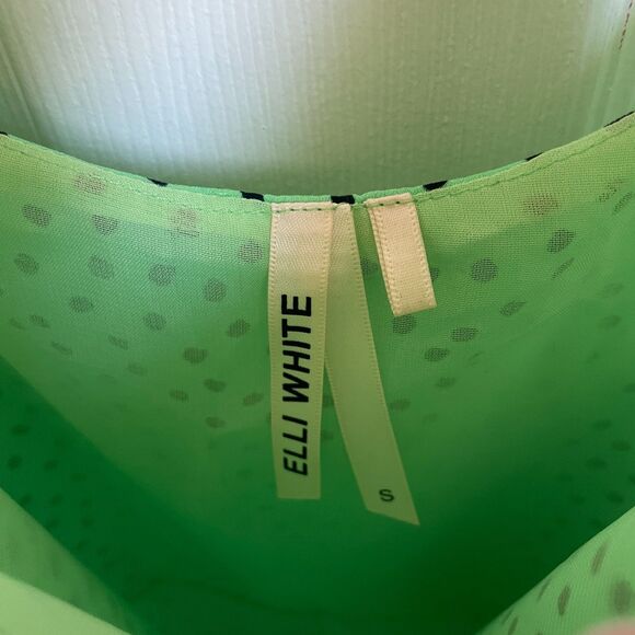 Elli White green polka dot asymmetrical midi dress size s - Picture 4 of 8